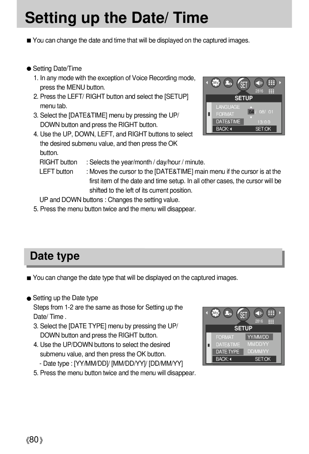 Samsung A63 user manual Setting up the Date/ Time, Date type 