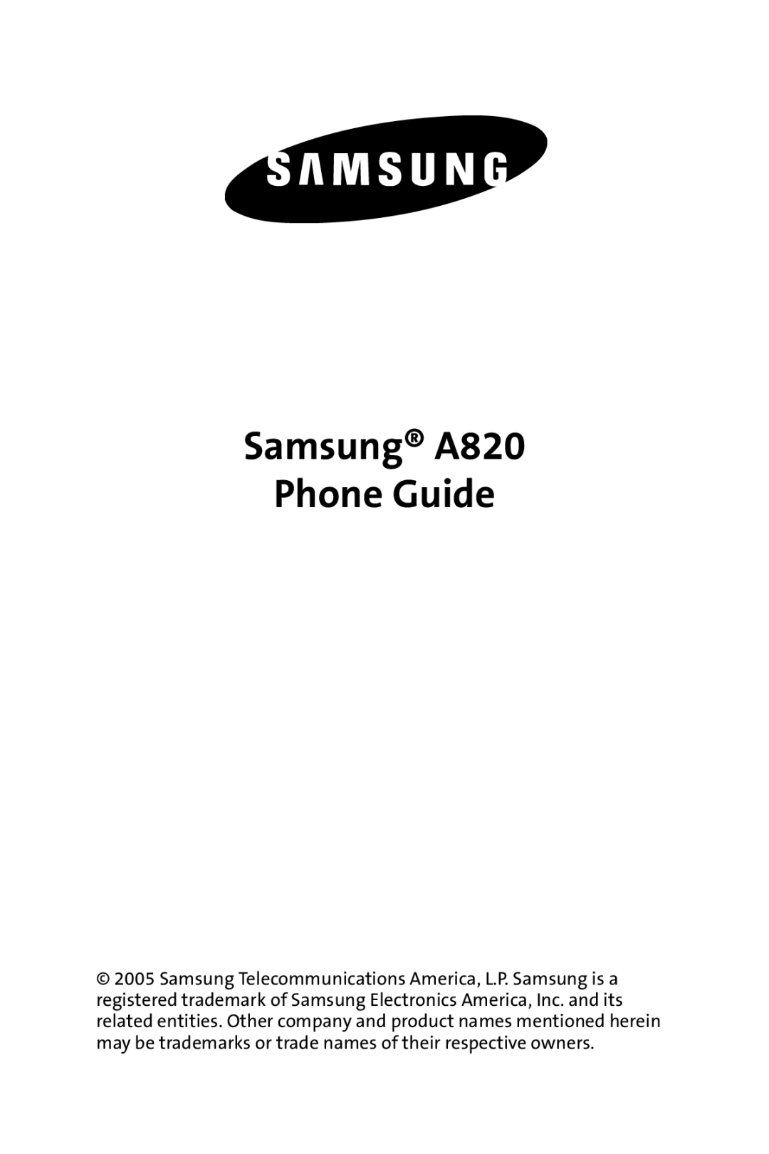 Samsung manual Samsung A820 Phone Guide 