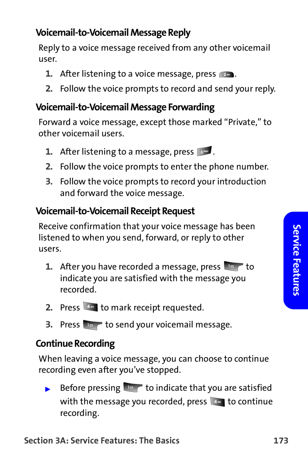 Samsung A820 manual Voicemail-to-Voicemail Message Reply, Voicemail-to-Voicemail Message Forwarding, Continue Recording 