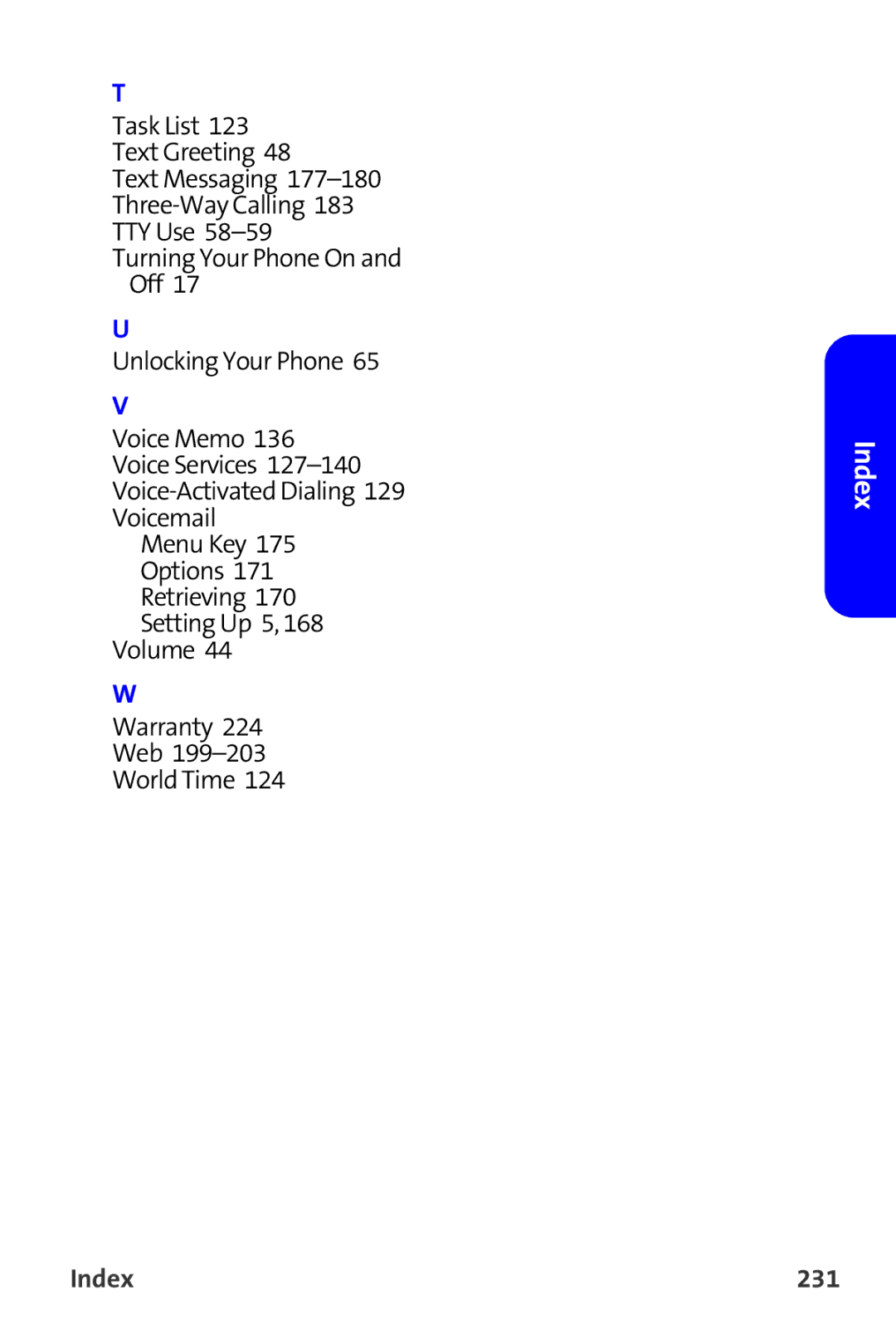 Samsung A820 manual Index 231 