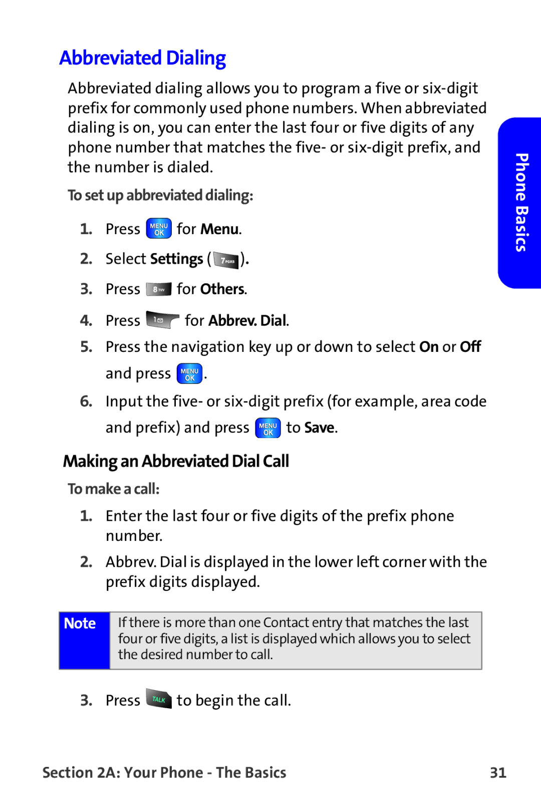 Samsung A820 manual Abbreviated Dialing, Making an Abbreviated Dial Call, To set up abbreviated dialing, To make a call 