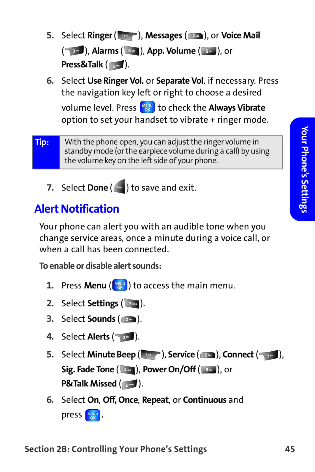 Samsung A820 manual Alert Notification, To enable or disable alert sounds 