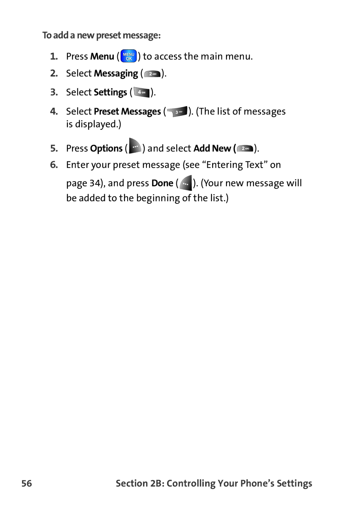 Samsung A820 manual To add a new preset message 