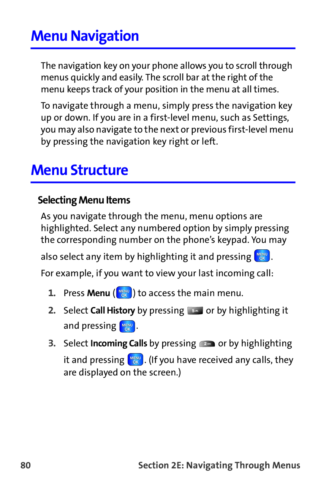 Samsung A820 manual Menu Navigation, Menu Structure, Selecting Menu Items 