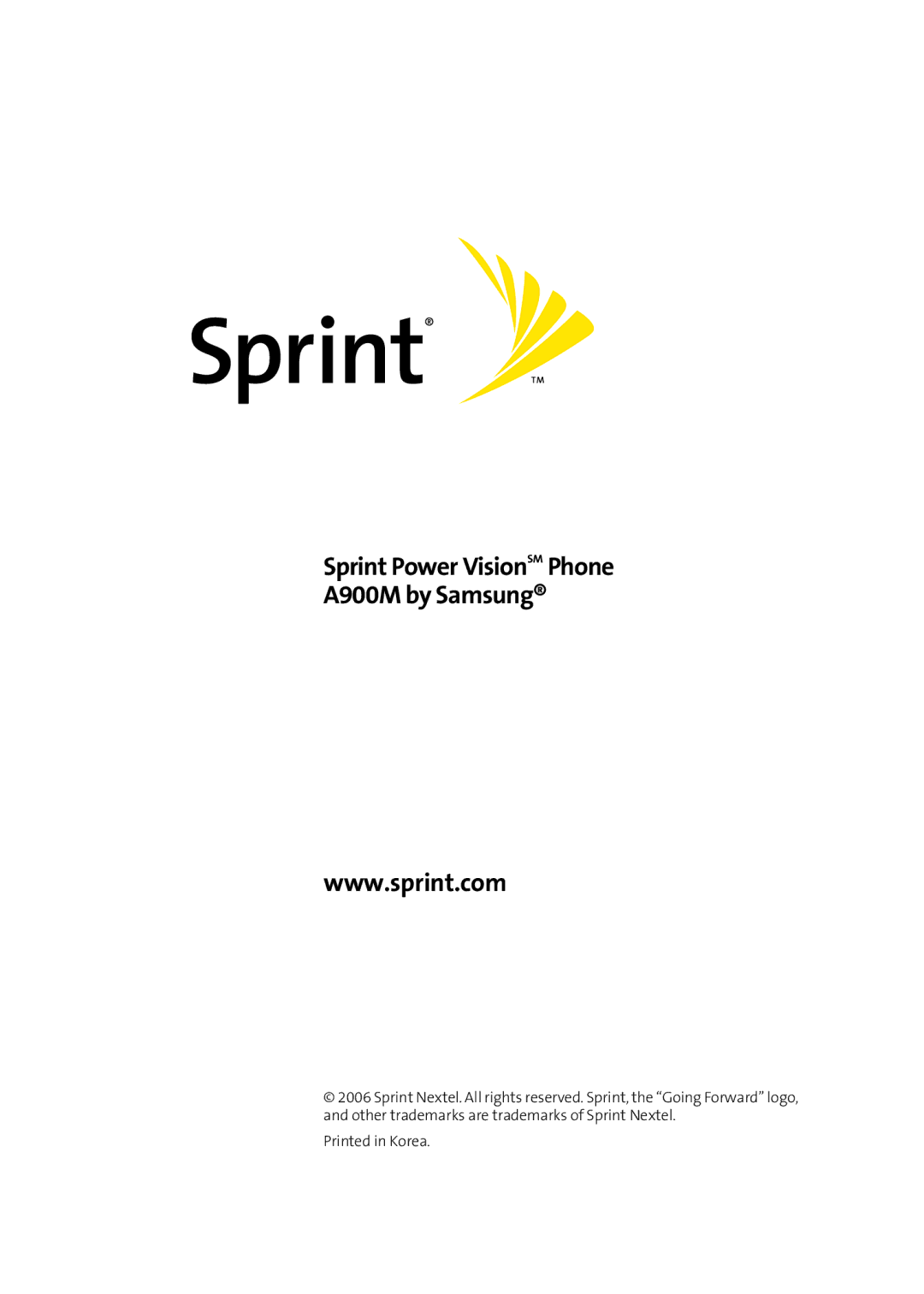 Samsung manual Sprint Power VisionSM Phone A900M by Samsung 