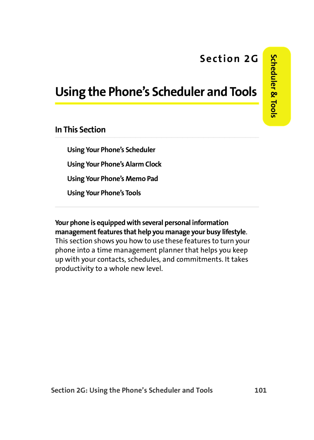 Samsung A900M manual Scheduler & Tools, 101 