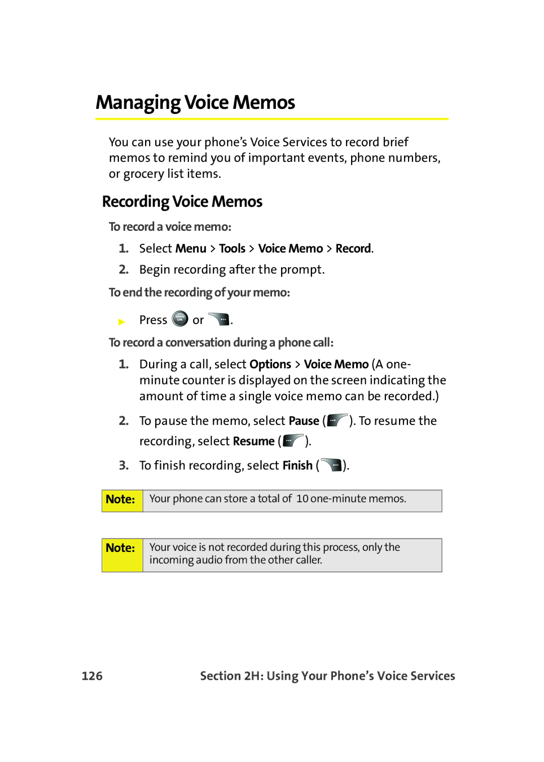 Samsung A900M manual Managing Voice Memos, Recording Voice Memos 