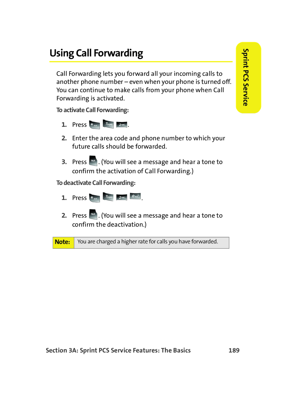 Samsung A900M manual Using Call Forwarding, To activate Call Forwarding, To deactivate Call Forwarding, 189 