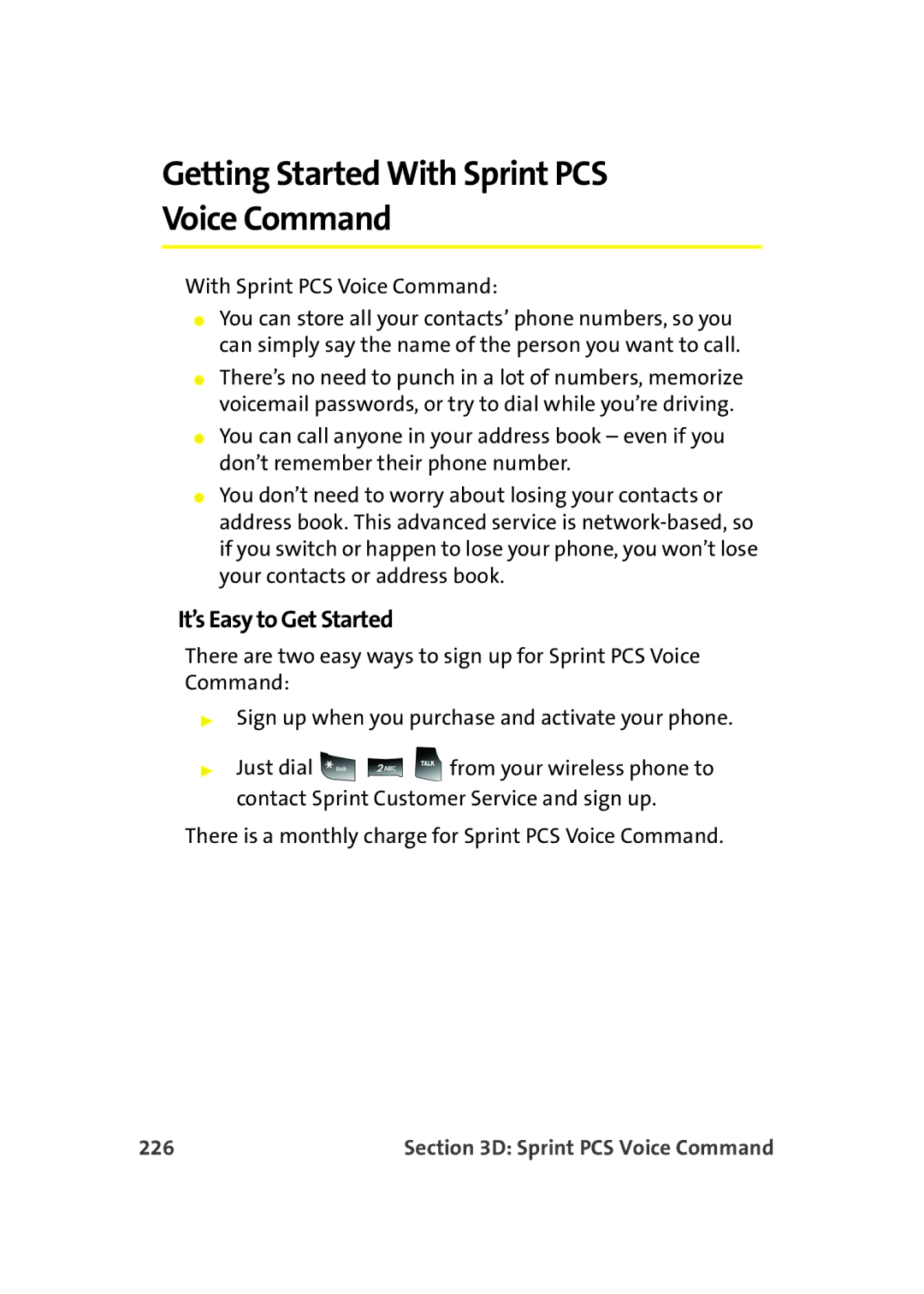 Samsung A900M manual Getting Started With Sprint PCS Voice Command, It’s Easy to Get Started, 226 