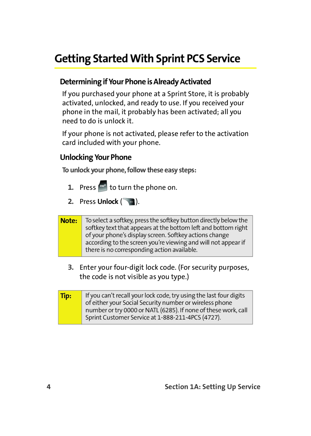 Samsung A900M manual Getting Started With Sprint PCS Service, Determining if Your Phone is Already Activated, Tip 