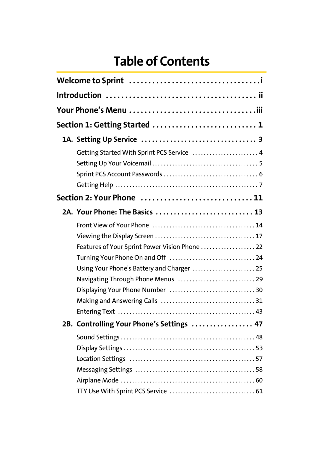 Samsung A900M manual Table of Contents 