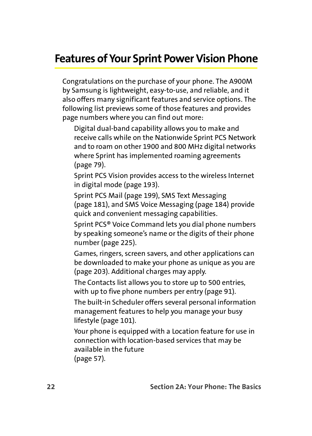 Samsung A900M manual Features of Your Sprint Power Vision Phone 