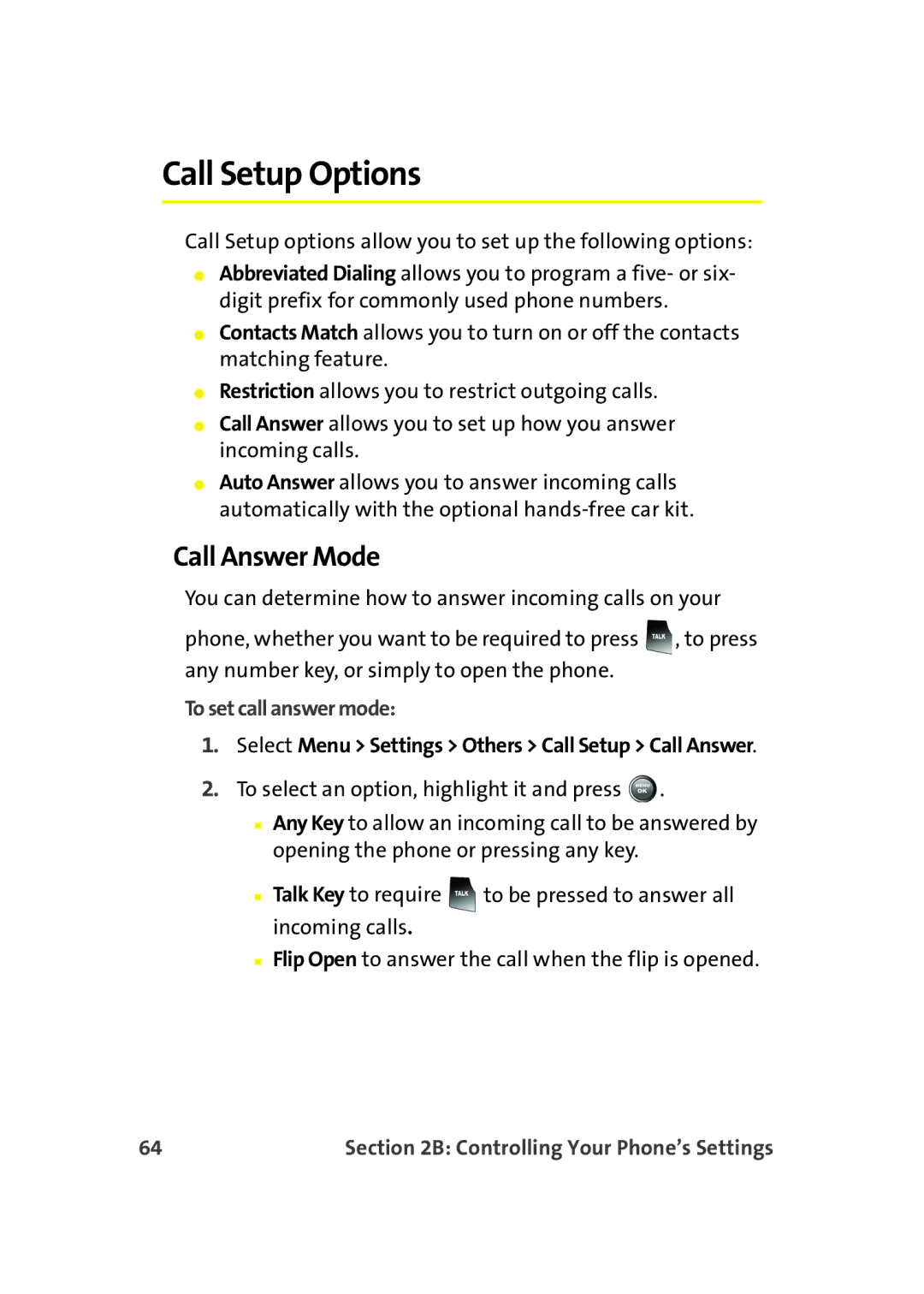 Samsung A900M manual Call Setup Options, Call Answer Mode, To set call answer mode 