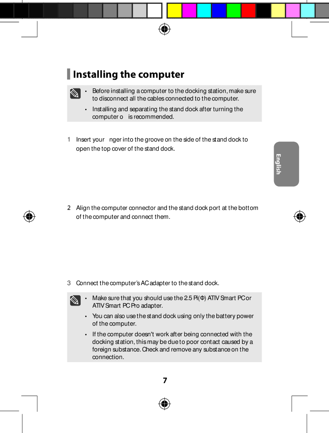 Samsung AA-RD7NMKD/US, AARD7NSDOUS manual Installing the computer, English 