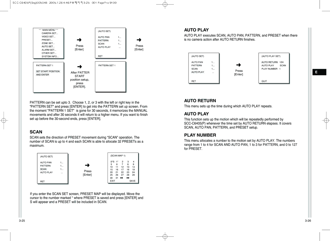 Samsung AB68-00504B instruction manual Auto Play, Scan, Auto Return, Play Number 