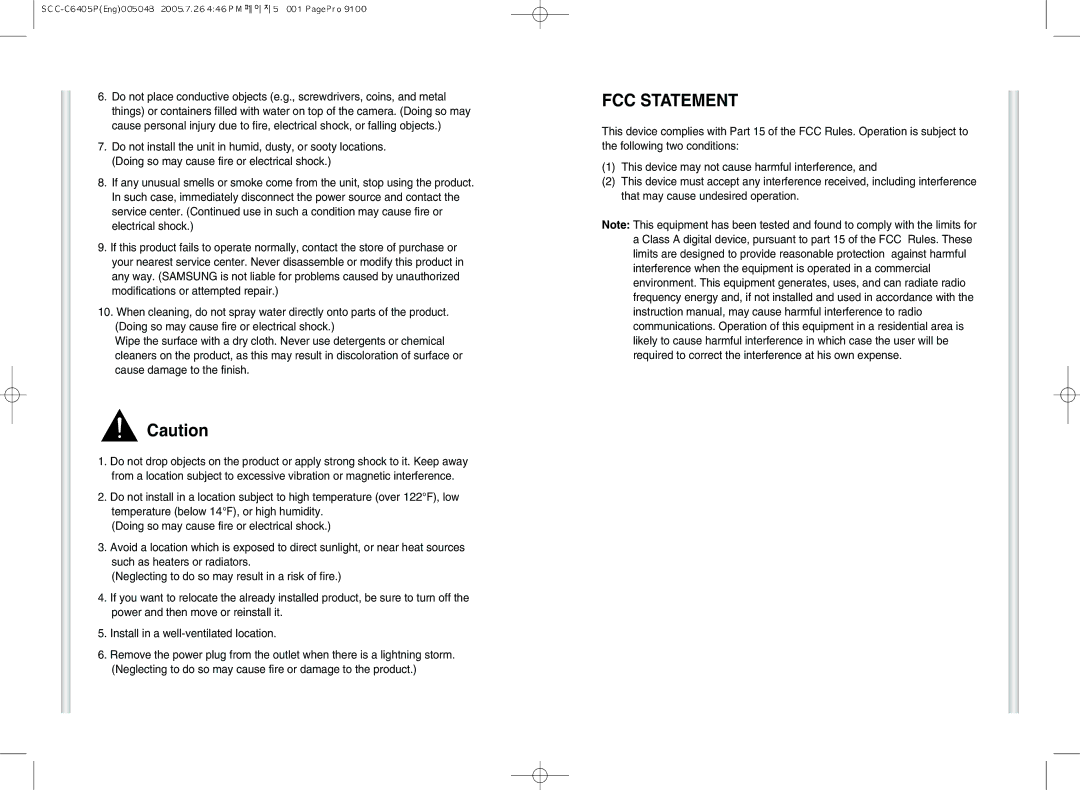 Samsung AB68-00504B instruction manual FCC Statement 