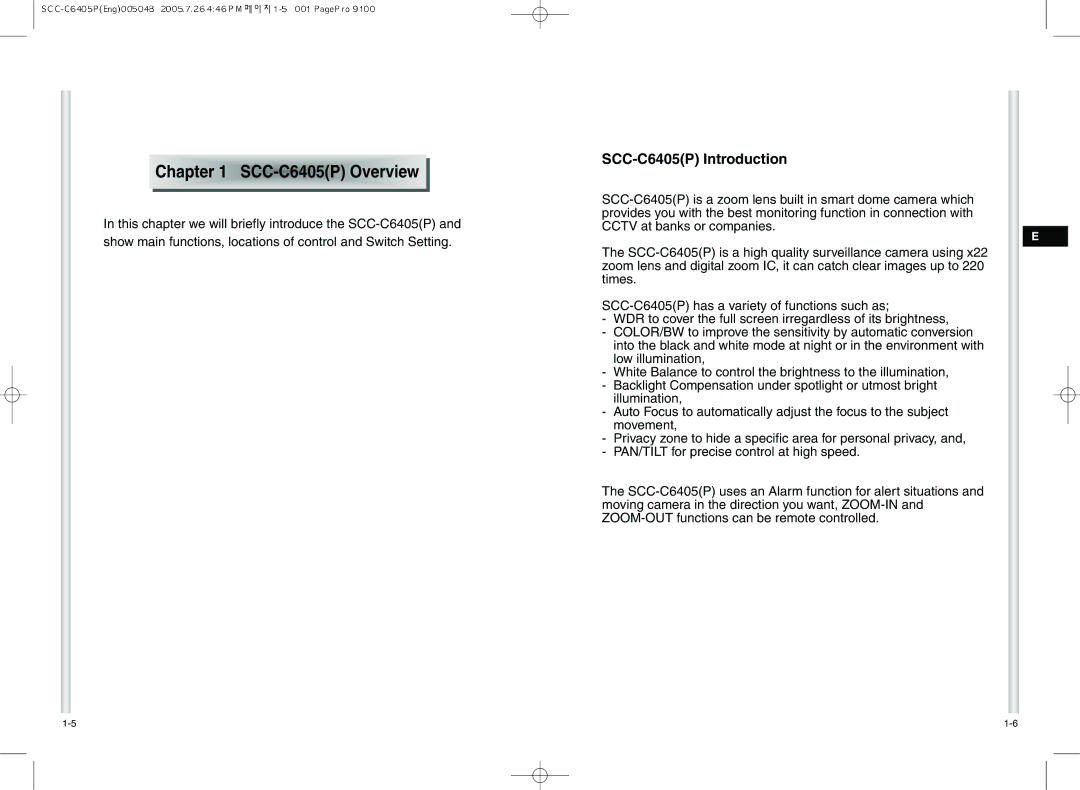 Samsung AB68-00504B instruction manual Chapter, CC-C6405 P Overvie w 