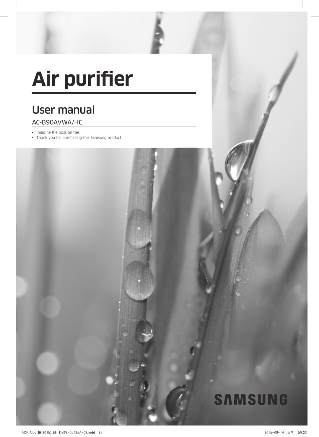 Samsung AC-B87AVWA/HC manual Air purifier 