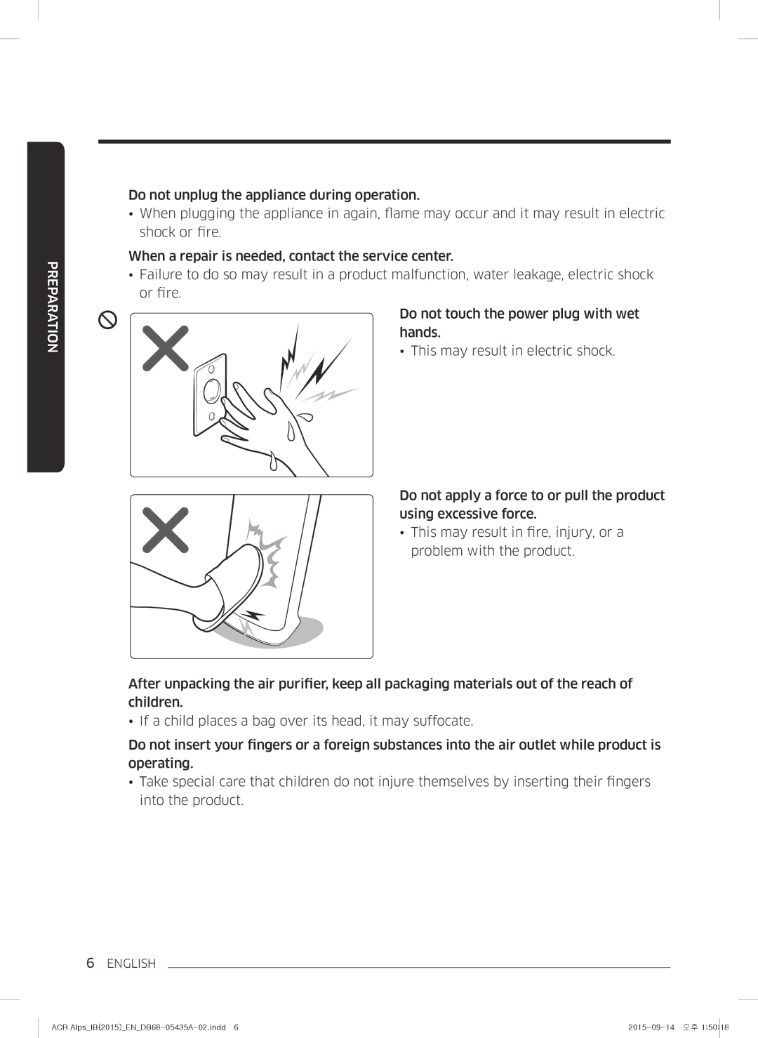 Samsung AC-B87AVWA/HC manual Preparation 