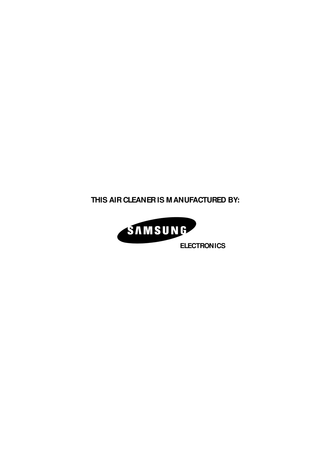 Samsung ACW340F/XSE, ACW340F/XSH manual This AIR Cleaner is Manufactured by 