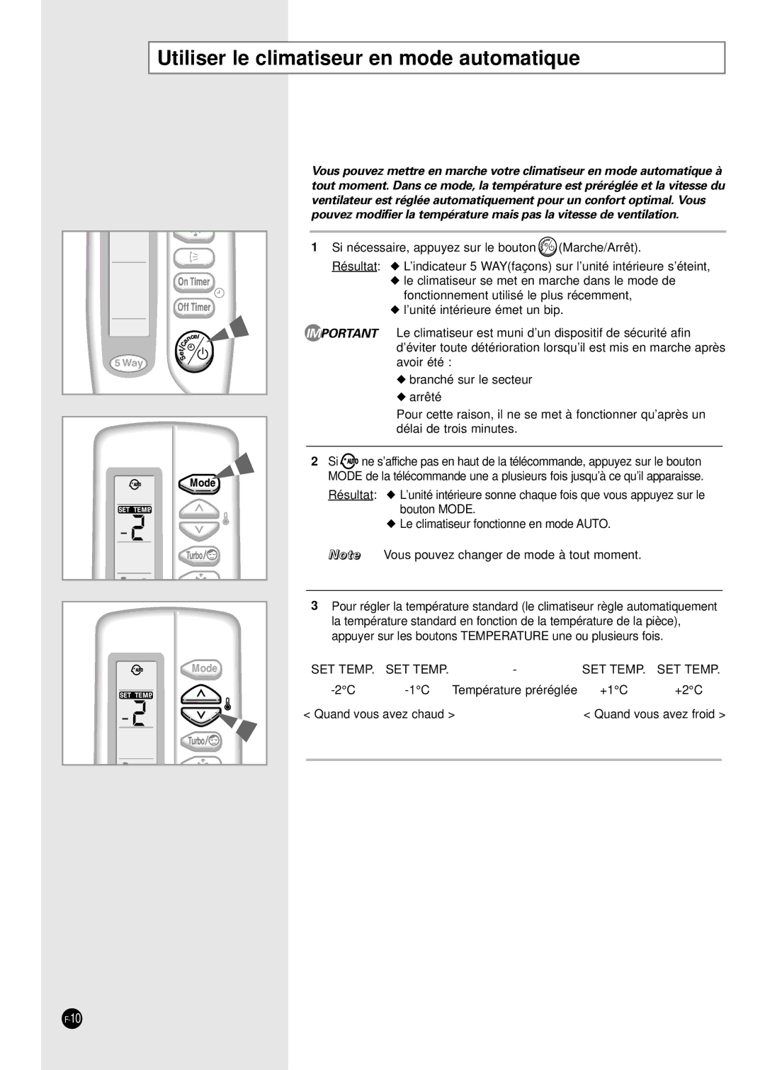 Samsung AD18B1(B2)(C1)(C2)E09, AD24B1(B2)(C1)(C2)E12 manuel dutilisation Utiliser le climatiseur en mode automatique 