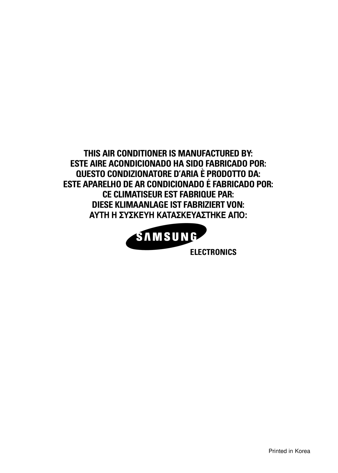 Samsung AD18B1(B2)(C1)(C2)E09, AD24B1(B2)(C1)(C2)E12 manuel dutilisation This AIR Conditioner is Manufactured by 