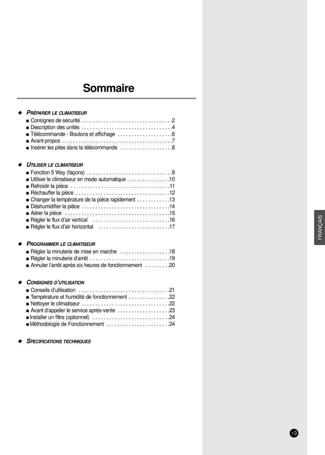 Samsung AD24B1(B2)(C1)(C2)E12, AD18B1(B2)(C1)(C2)E09 manuel dutilisation Sommaire 