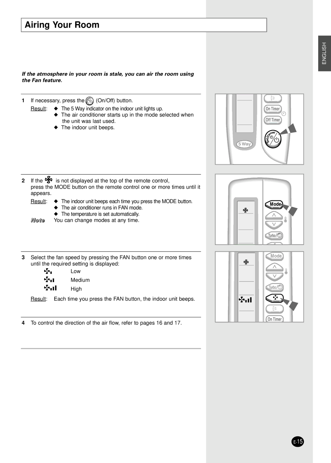 Samsung AD18B1C09 installation manual Airing Your Room 