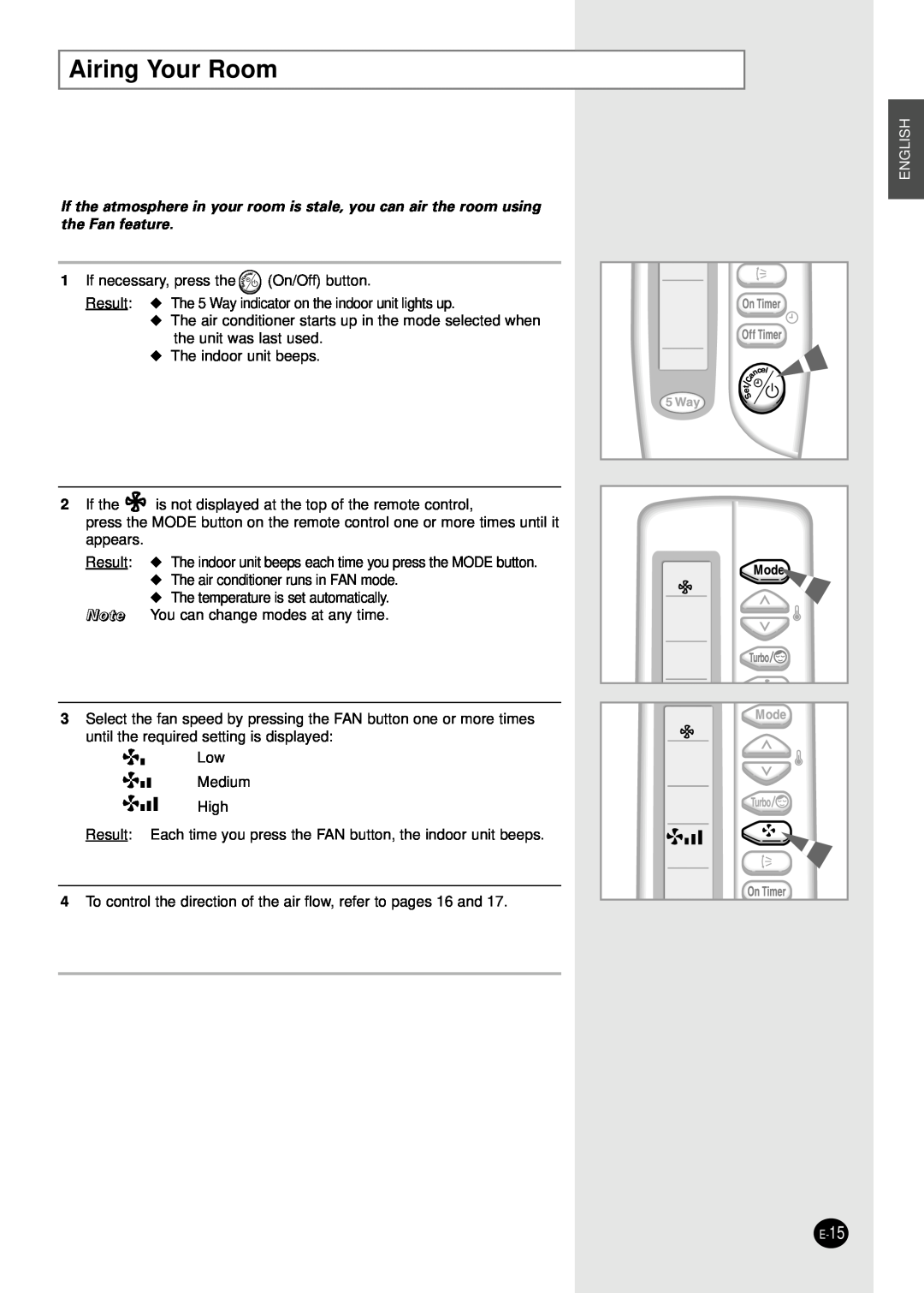 Samsung AD18B1C09 installation manual Airing Your Room, English 