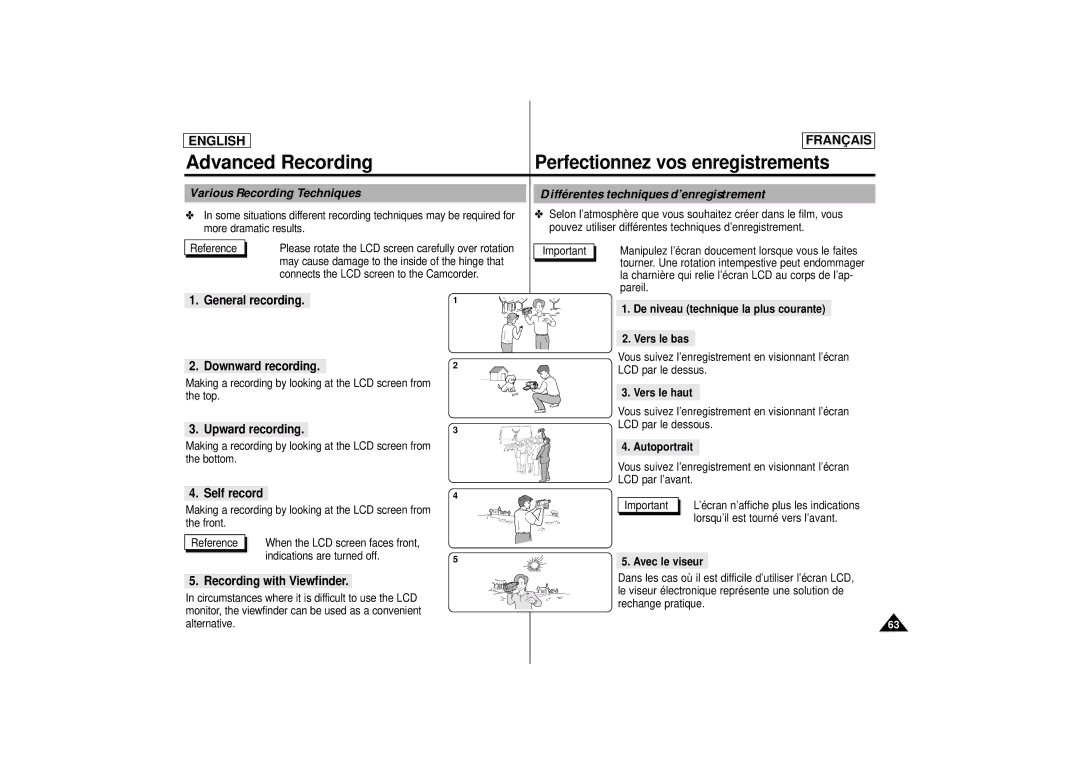 Samsung AD68-00400C manual General recording Downward recording, Upward recording, Self record 