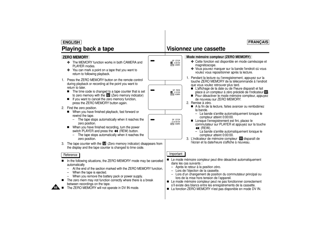 Samsung AD68-00400C manual Zero Memory 