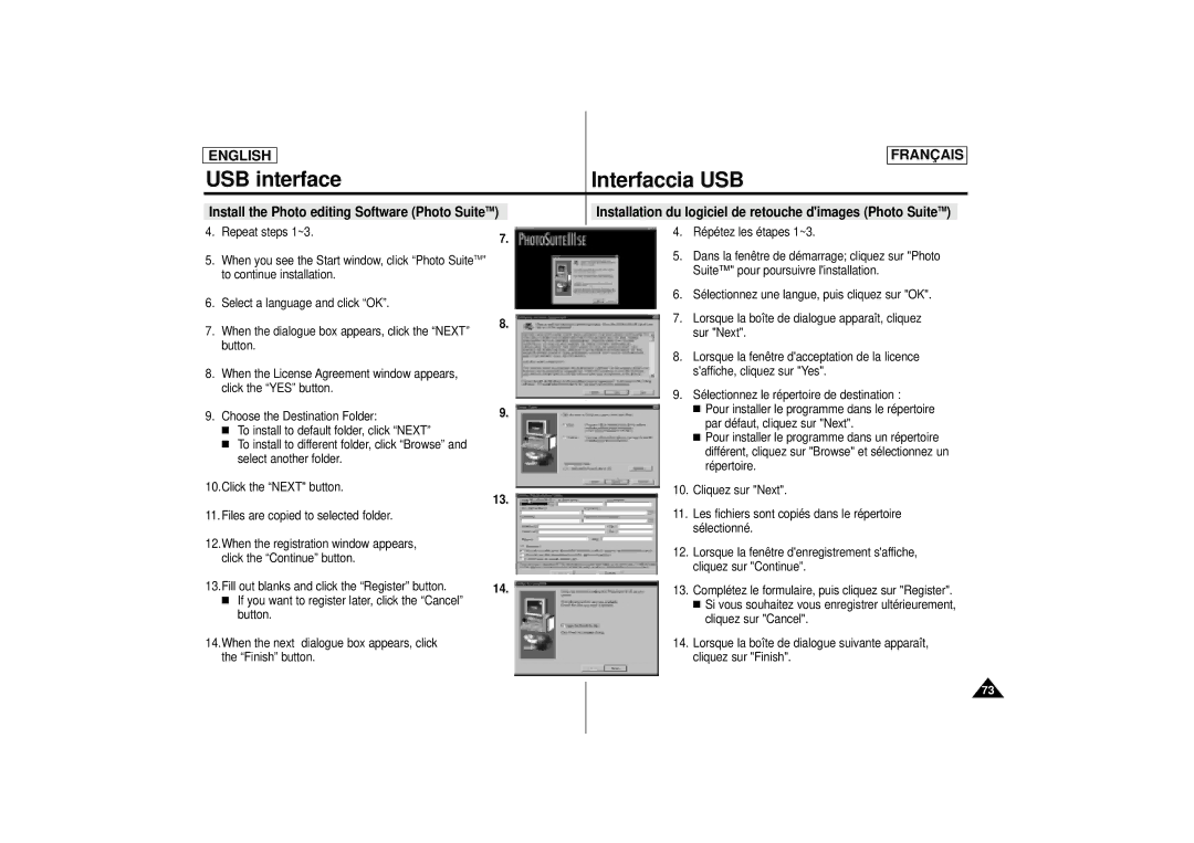 Samsung AD68-00400C manual USB interface Interfaccia USB 