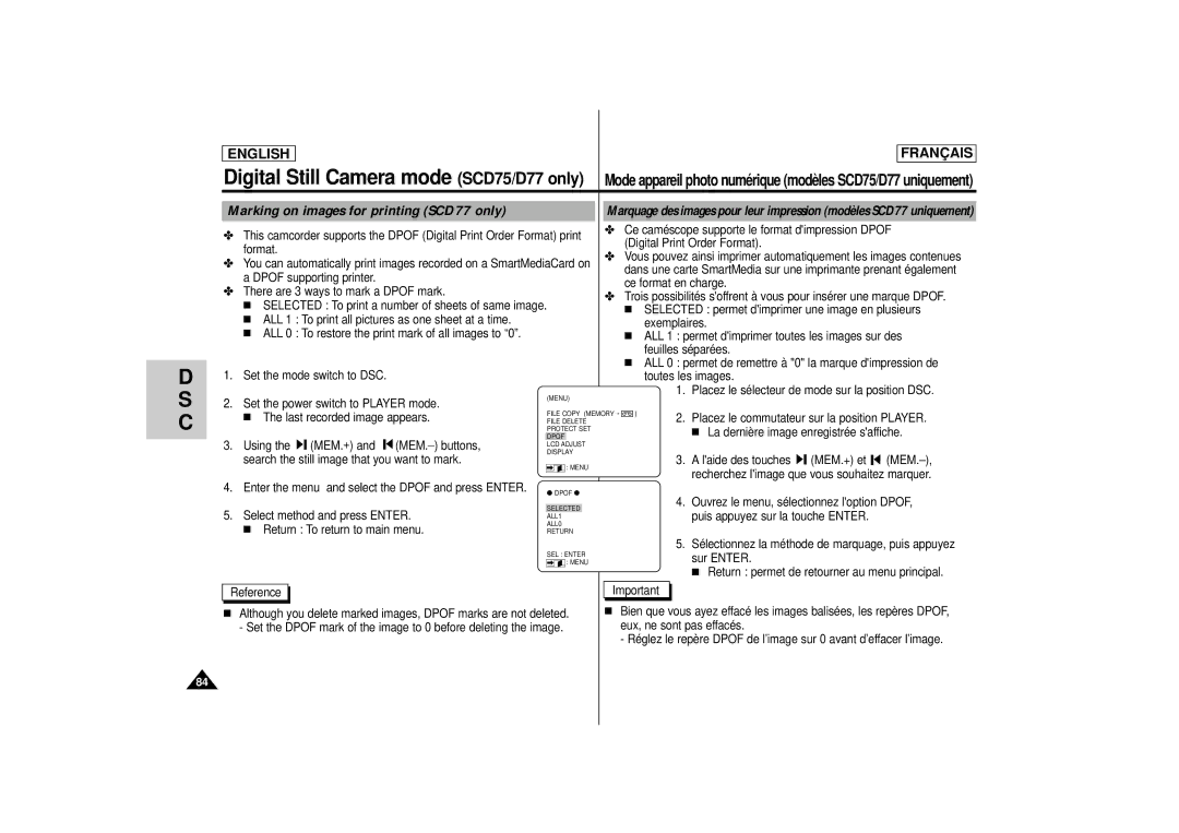 Samsung AD68-00400C manual Marking on images for printing SCD77 only 