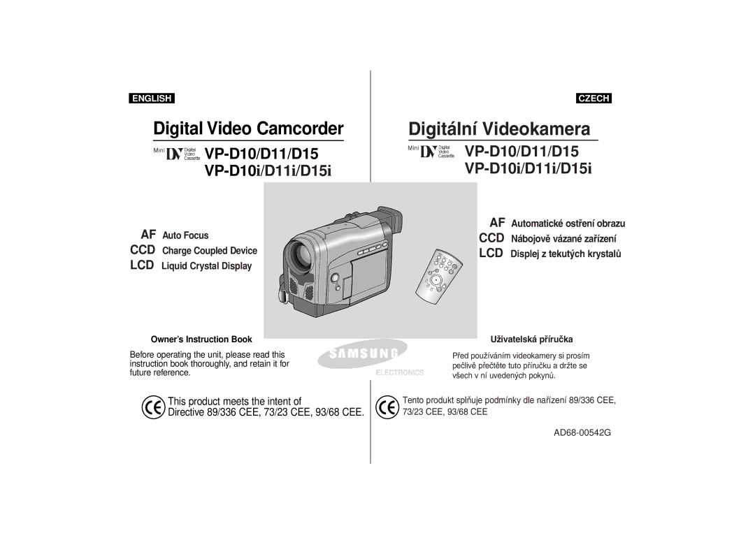 Samsung AD68-00542G manual Digital Video Camcorder 