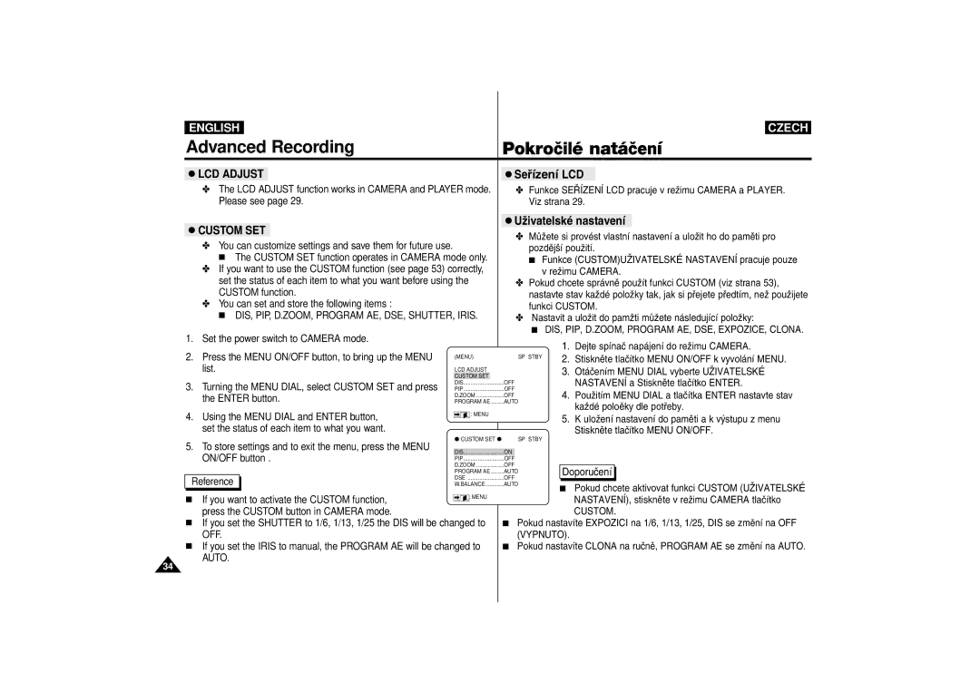 Samsung AD68-00542G manual LCD Adjust, UìivatelskŽ nastaven’, Custom SET 