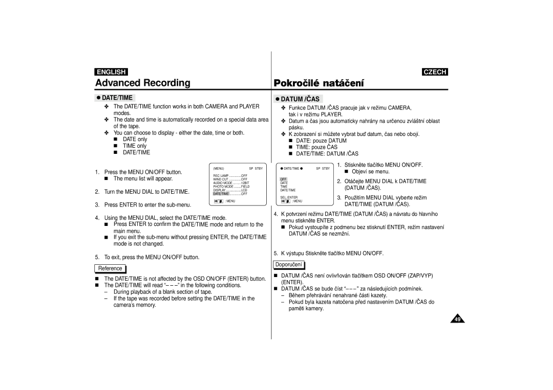 Samsung AD68-00542G manual Date/Time, Datum / ‰AS 