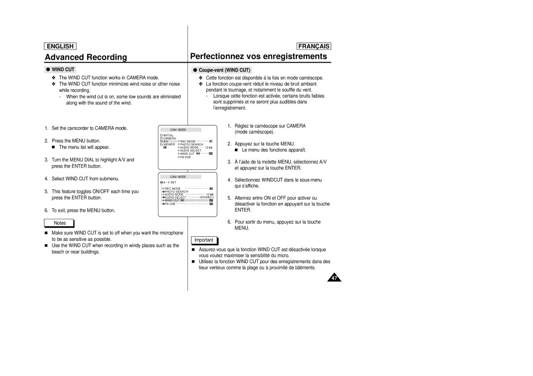 Samsung AD68-00658B manual Coupe-vent Wind CUT 