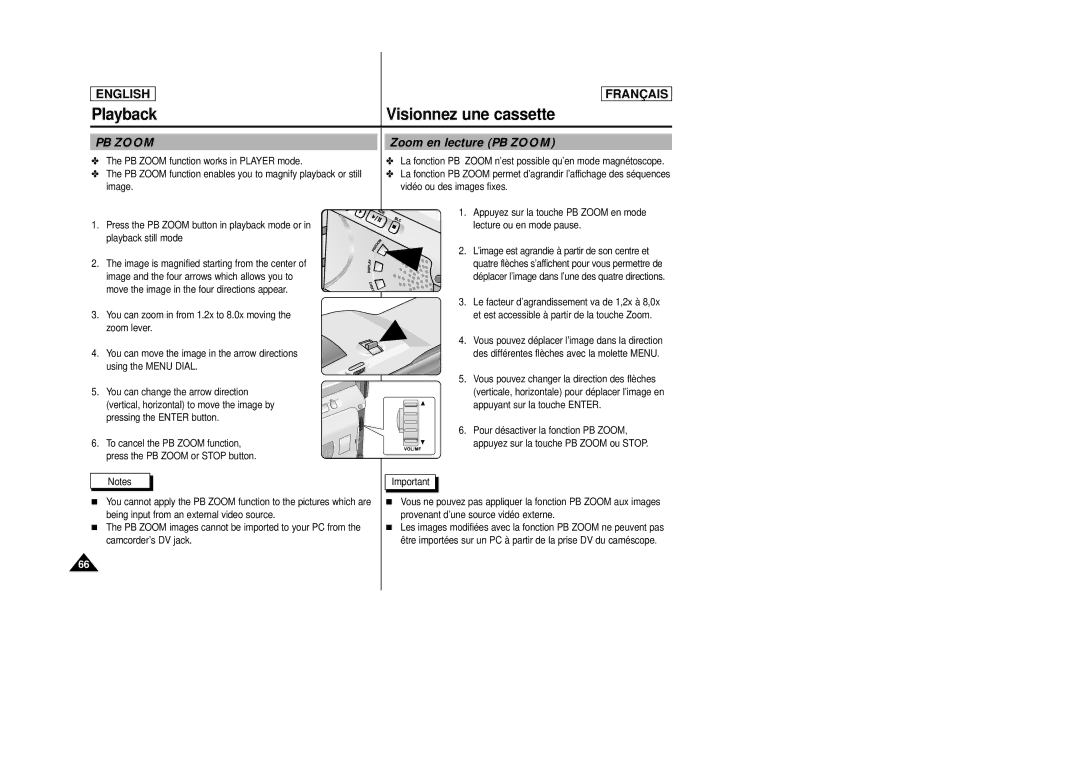 Samsung AD68-00658B manual Zoom en lecture PB Zoom, Appuyant sur la touche Enter 