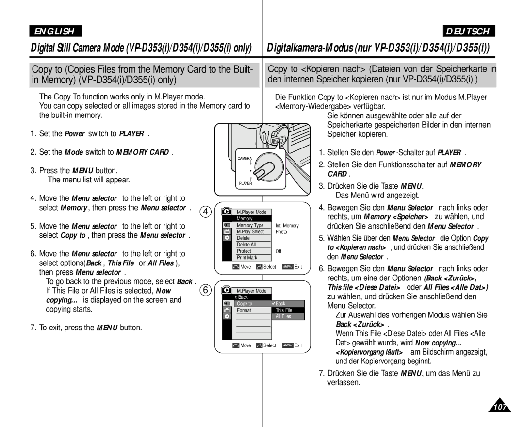 Samsung AD68-00839H manual Den Menu Selector, Then press Menu selector, Back Zurück 