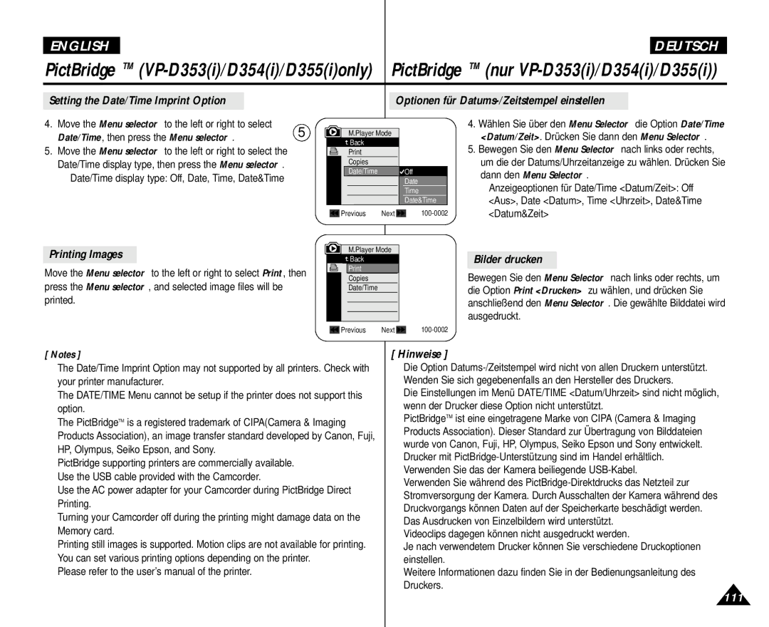 Samsung AD68-00839H manual Printing Images, Bilder drucken 