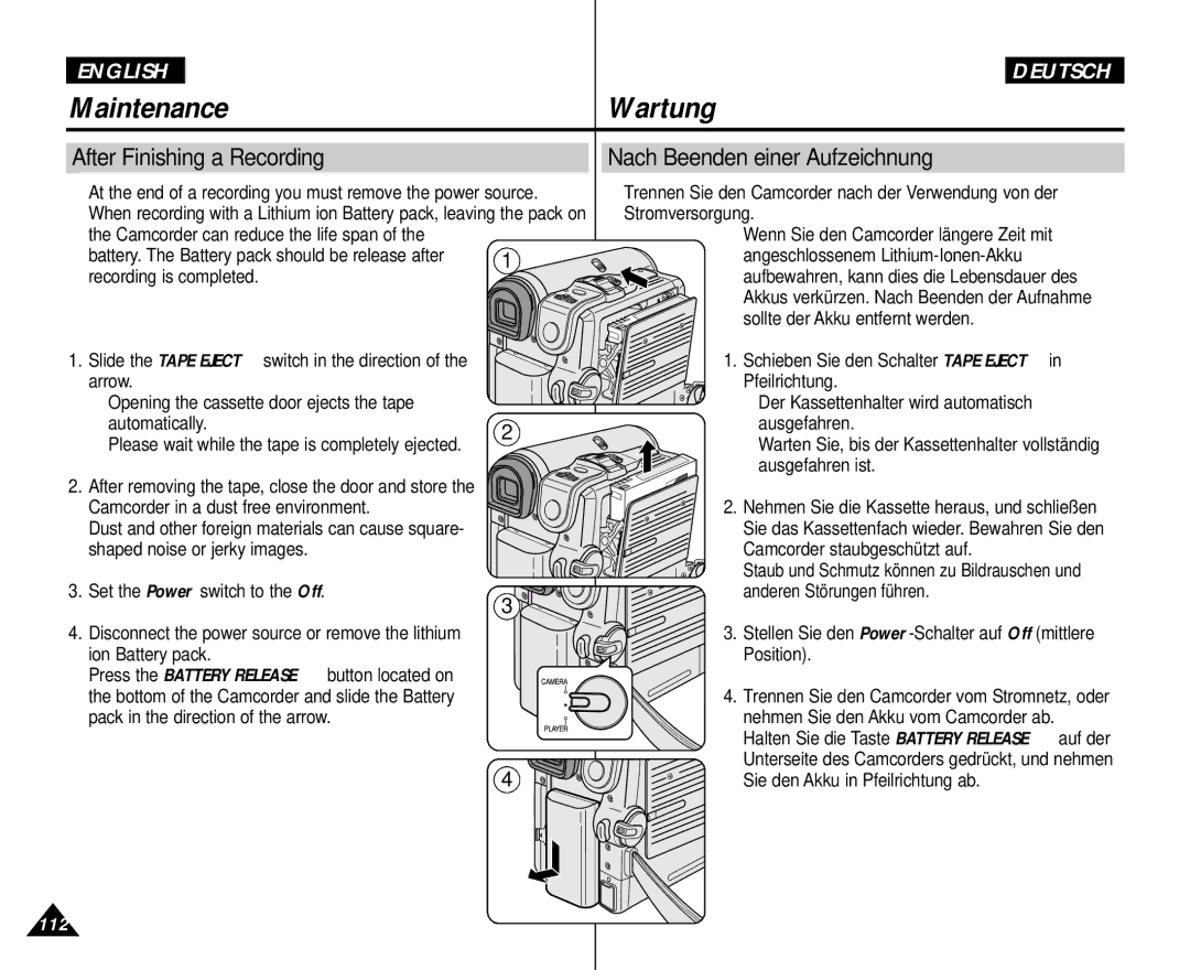 Samsung AD68-00839H manual After Finishing a Recording Nach Beenden einer Aufzeichnung 