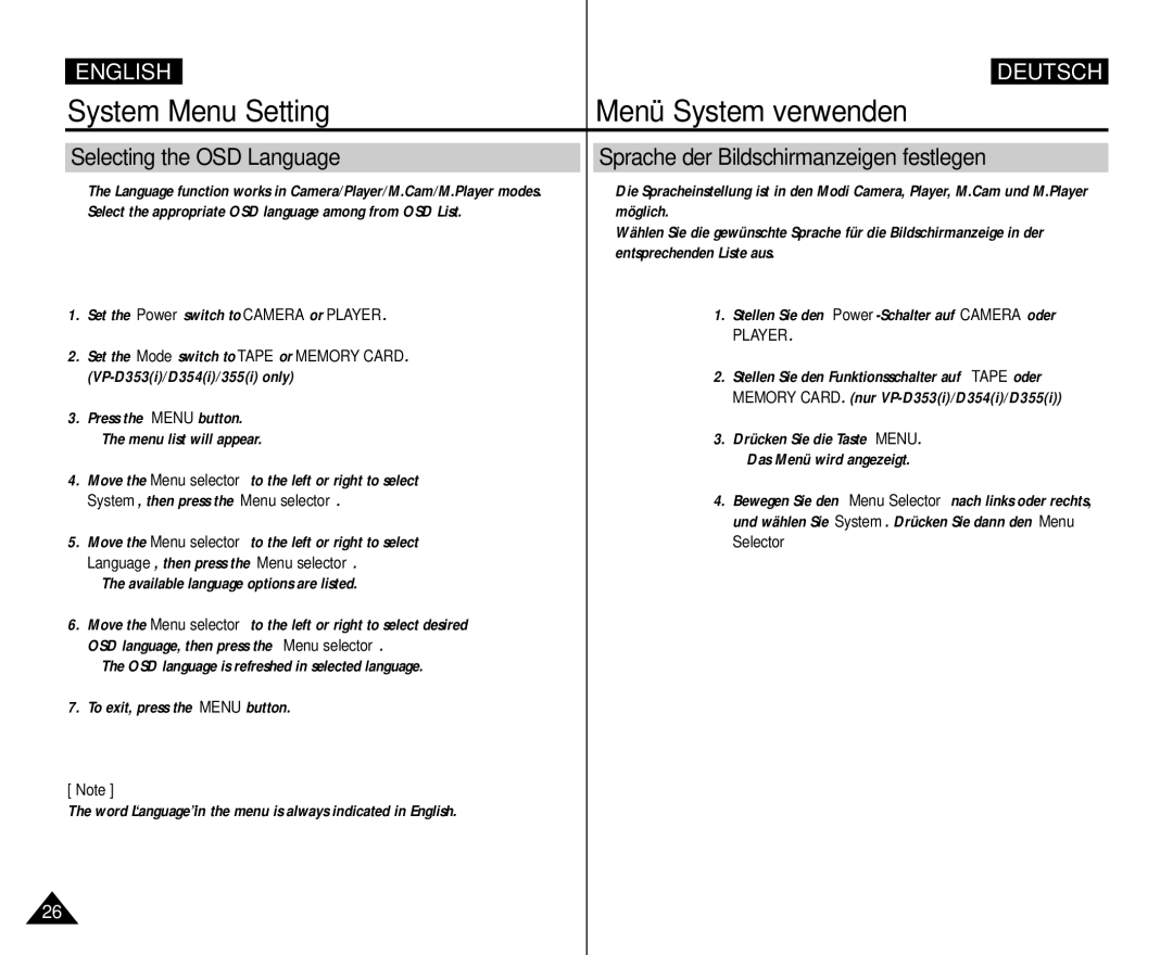 Samsung AD68-00839H manual System Menu Setting Menü System verwenden, System , then press the Menu selector 