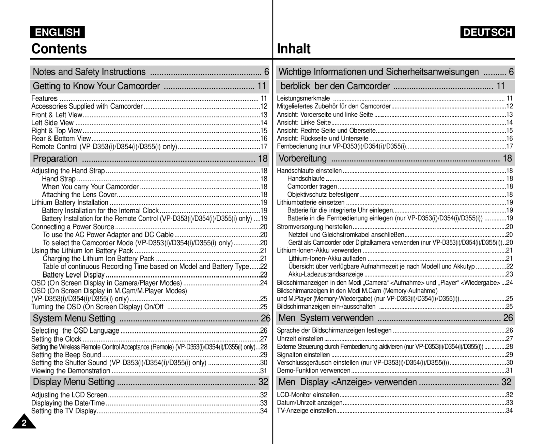 Samsung AD68-00839H OSD On Screen Display in M.Cam/M.Player Modes, Bildschirmanzeigen in den Modi M.Cam Memory-Aufnahme 