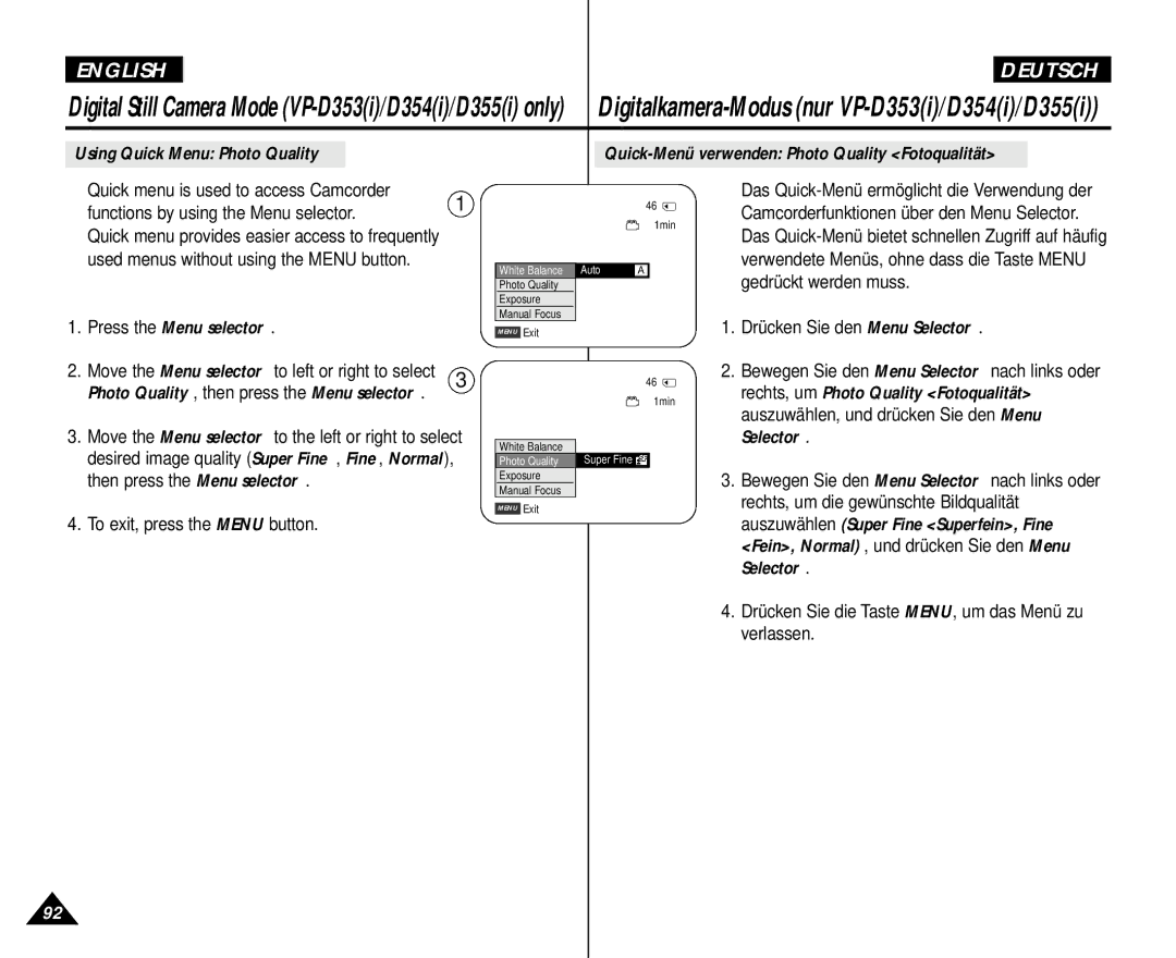 Samsung AD68-00839H manual Functions by using the Menu selector, Press the Menu selector, To exit, press the Menu button 