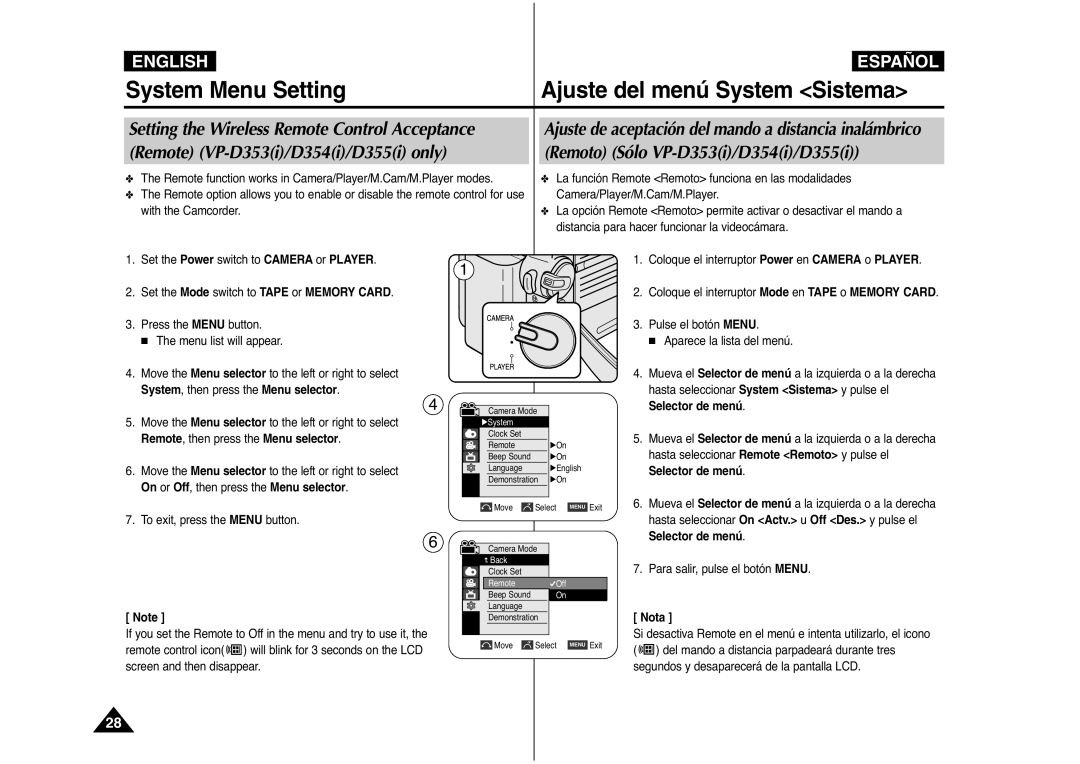 Samsung AD68-00839J manual Hasta seleccionar System Sistema y pulse el, Hasta seleccionar Remote Remoto y pulse el 