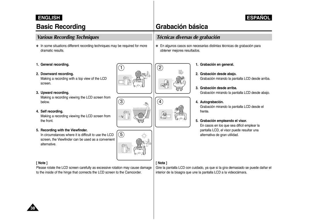 Samsung AD68-00839J manual Various Recording Techniques Técnicas diversas de grabación 