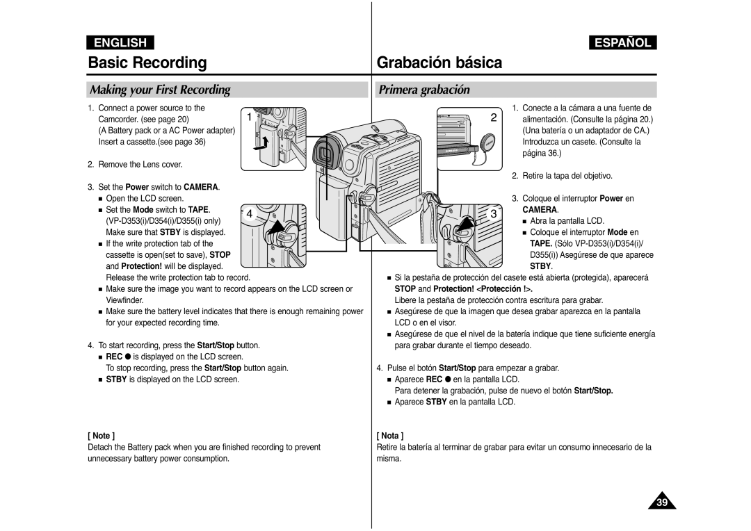 Samsung AD68-00839J manual Making your First Recording, Primera grabación, Abra la pantalla LCD 