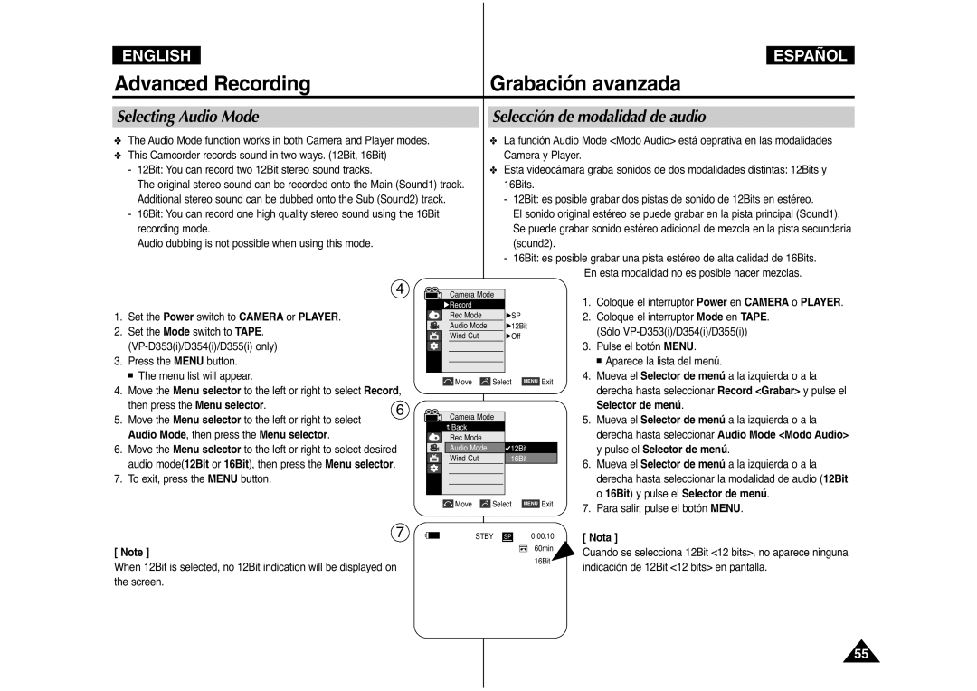 Samsung AD68-00839J manual Selecting Audio Mode, Selección de modalidad de audio 