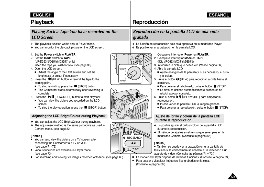 Samsung AD68-00839J Adjusting the LCD Bright/Colour during Playback, You can adjust the LCD Bright/Colour during playback 