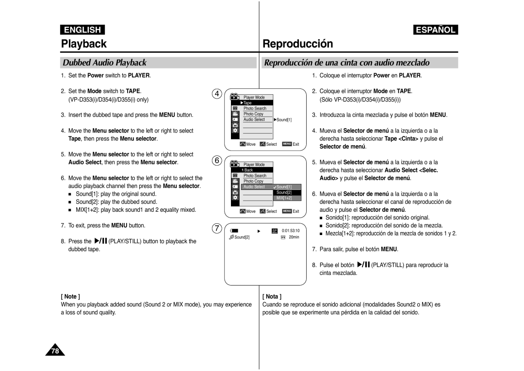 Samsung AD68-00839J manual Audio Select, then press the Menu selector, Audio y pulse el Selector de menú 